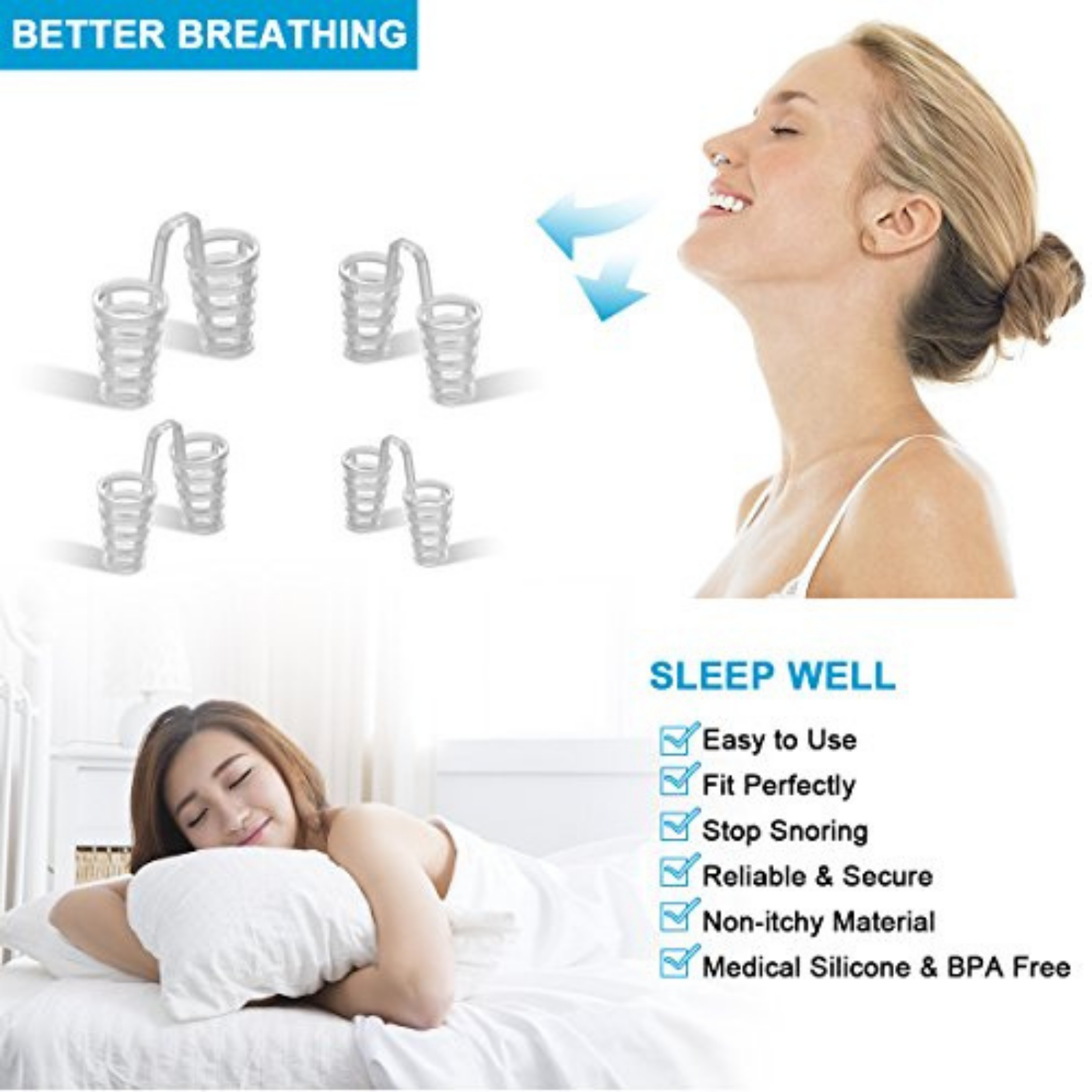 Nasal Dilators Device Anti Snore Sleep Apnea 9PCS Stop Snoring Nose Vents Clip