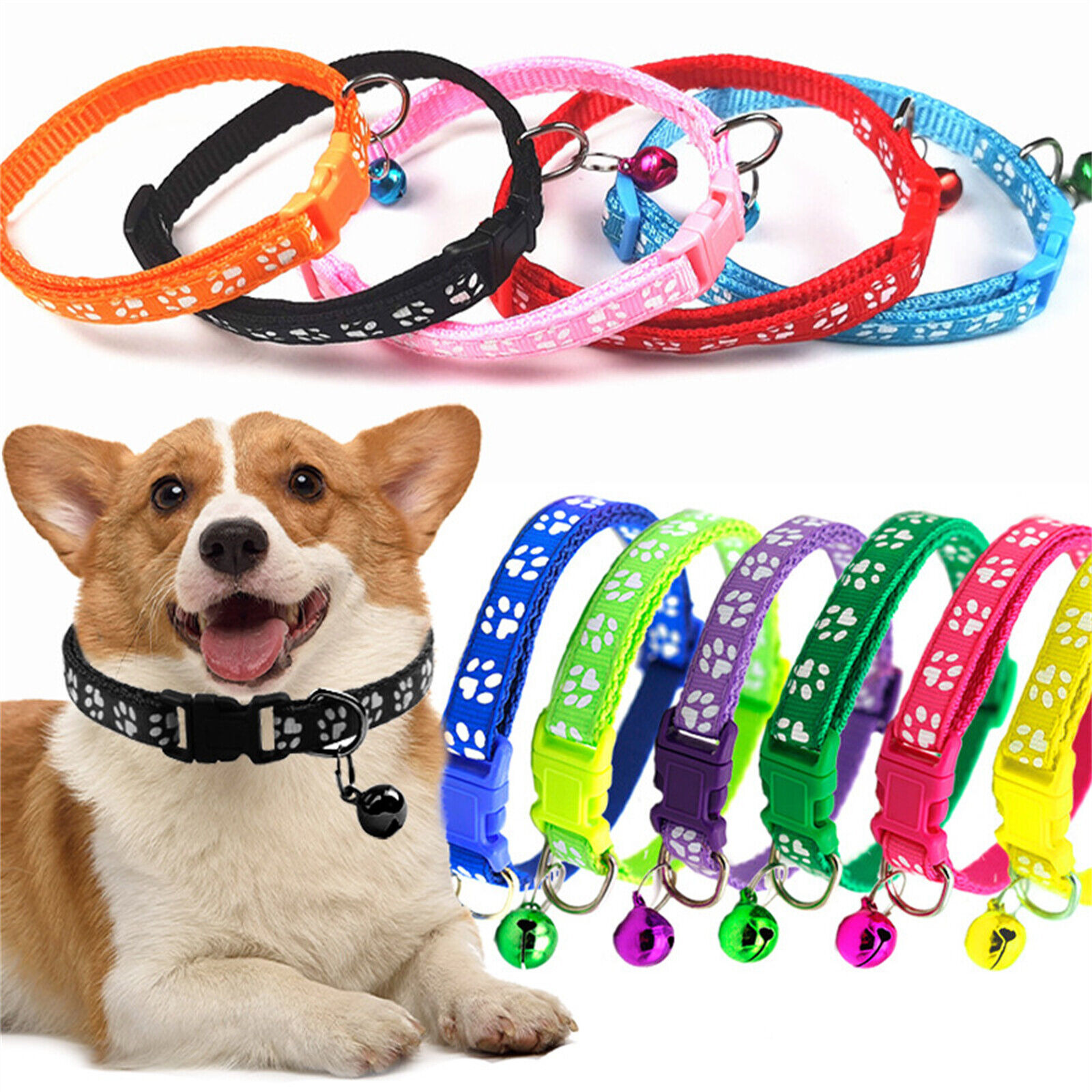 12pcs Adjustable Collar Bell Colours Pet Puppy Kitten Whelping ID Dog Ca