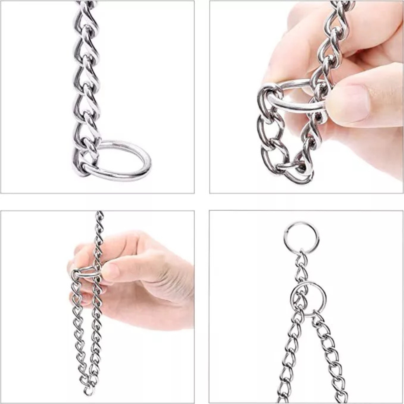 Slip Check Twist Link Chrome Dog Chain Collar Choker Double Pet 2.0x40cm