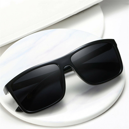 Polarized Sunglasses New Black Square Frame Driving Mens Designer Retro Eyewear