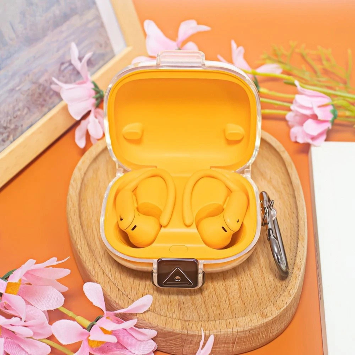Orange Shockproof TPU Earphone Case Charging Box Protective Audio Accessory