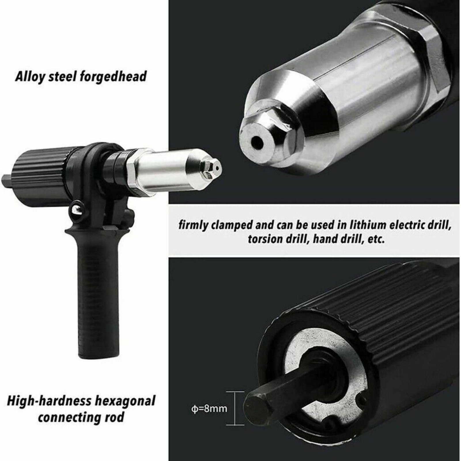 Electric Rivet Pop Gun Adaptor Cordless Drill Tools Riveting Riveter