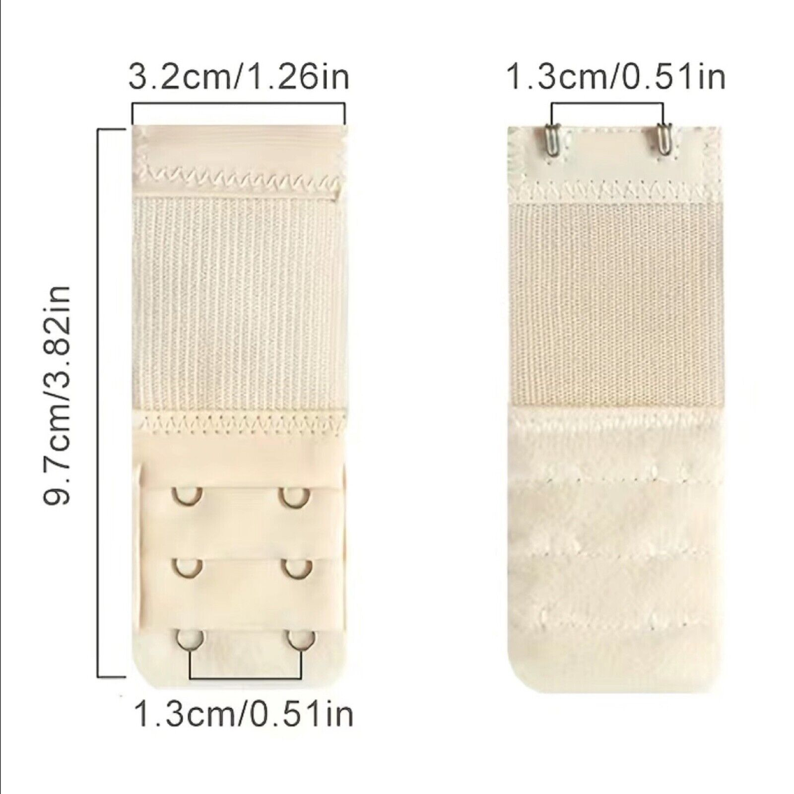2 Hooks Ladies Plus Size Clip On Bra Extender Extension Maternity Strap Beige