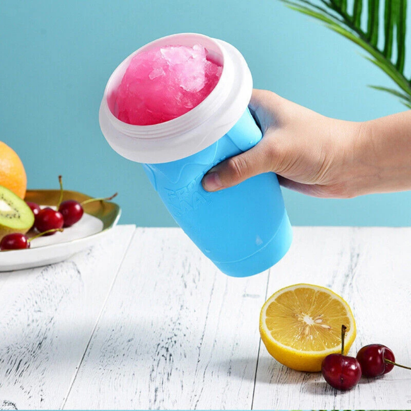 Milkshake Cup Ice Cream Maker Slushie Maker Cup Quick Freeze Magic Squeeze Blue
