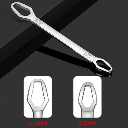 Double Head Ratchet Spanner 8-22mm Universal Torx Repair Tool Wrench Silver