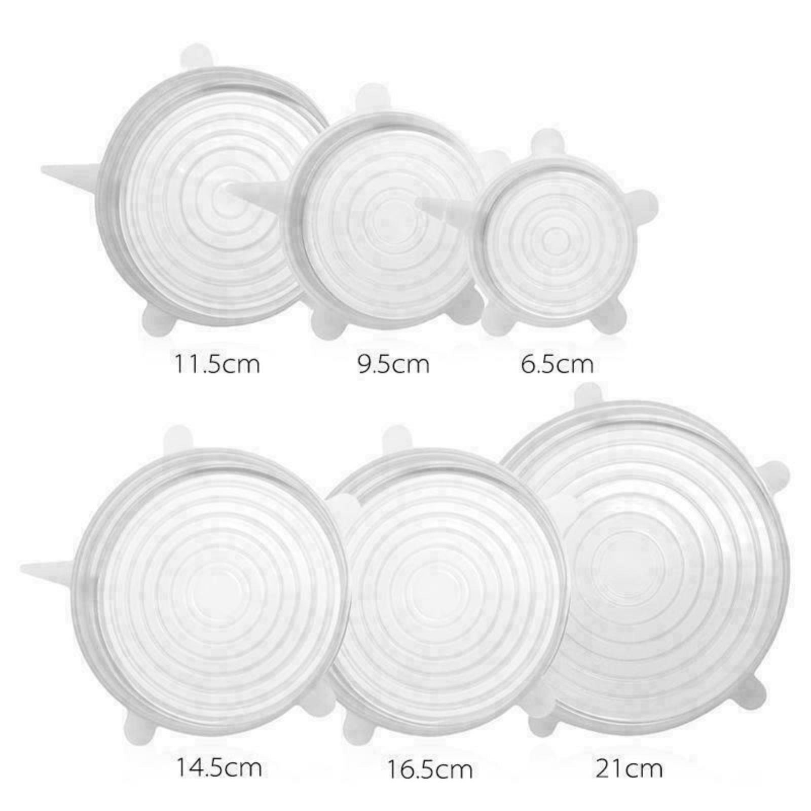 6pcs Reusable White Silicone Bowl Wraps Insta Lids Stretch Food Saver Seal Cover