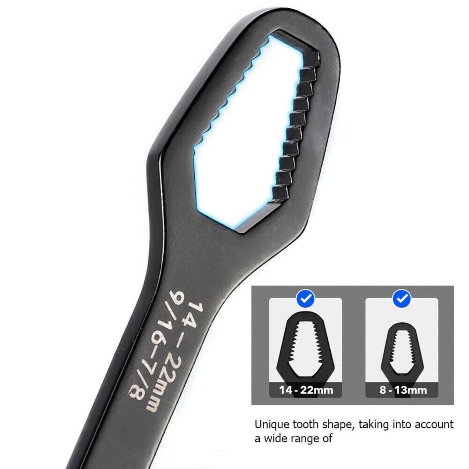 Double Head Ratchet Spanner 8-22mm Universal Torx Repair Tool Wrench Black