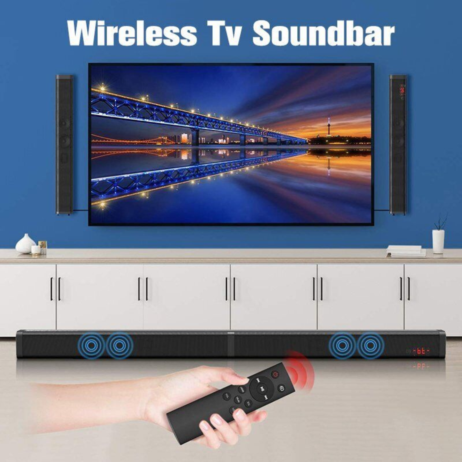 40W Home Theater Subwoofer Wireless TV Sound Bar 3D Stereo Bluetooth Soundbar