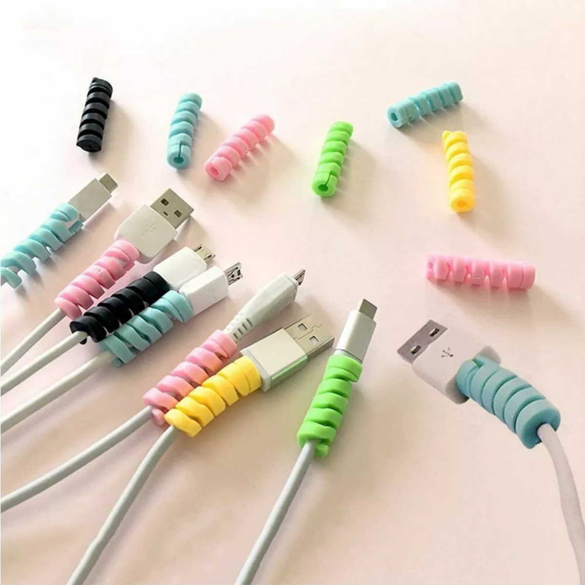 Saver Cover Spiral Cable Protector 4x Silicone Cable Protector Universal Twist