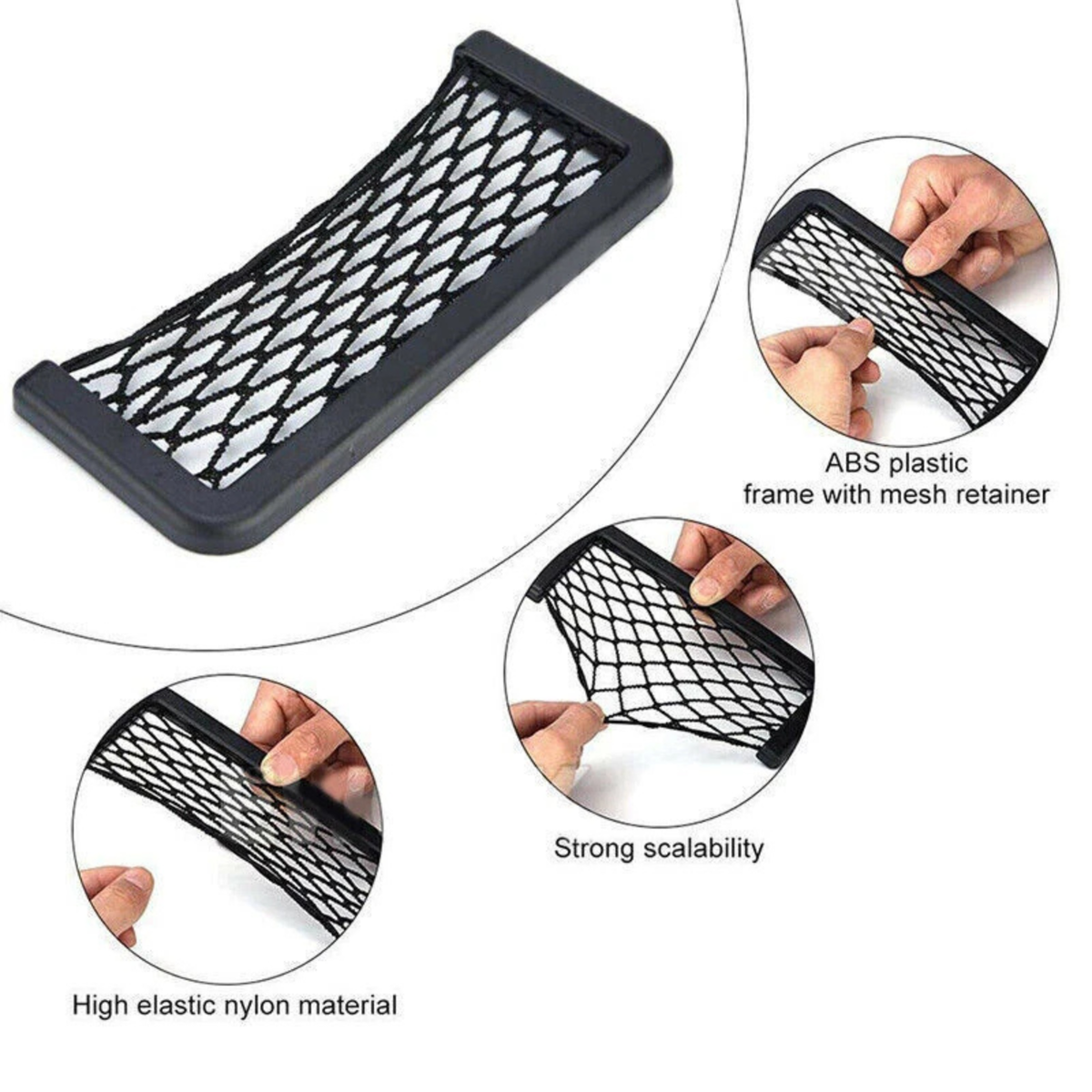 Medium Car Mesh Adhesive Storage Holder Net Pocket Phone Card Organizer Bag