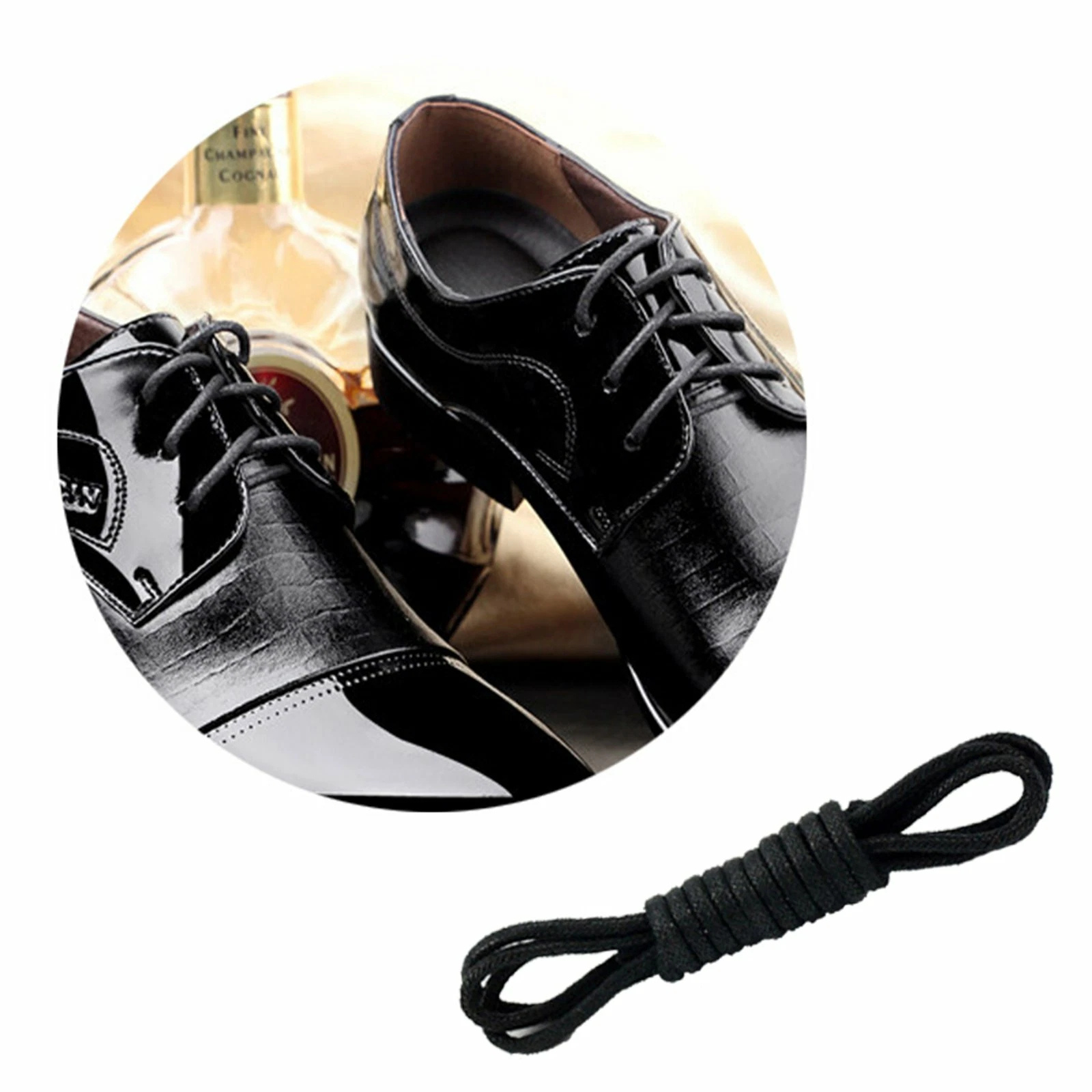 Unisex Leather Dress Boots Premium Cotton Round 2.5mm Waxed Shoelaces Black 80cm