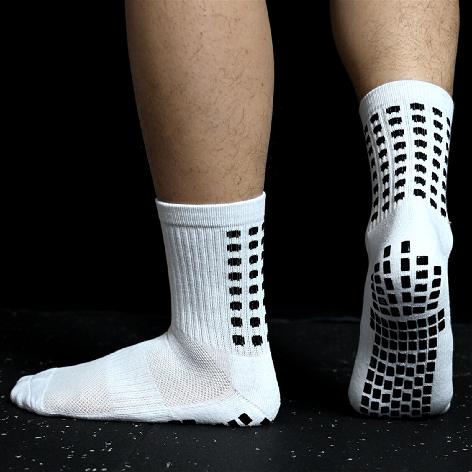 Anti-Slip Skid Hospital Soccer Basketball Football White Sports Socks Grip Dots