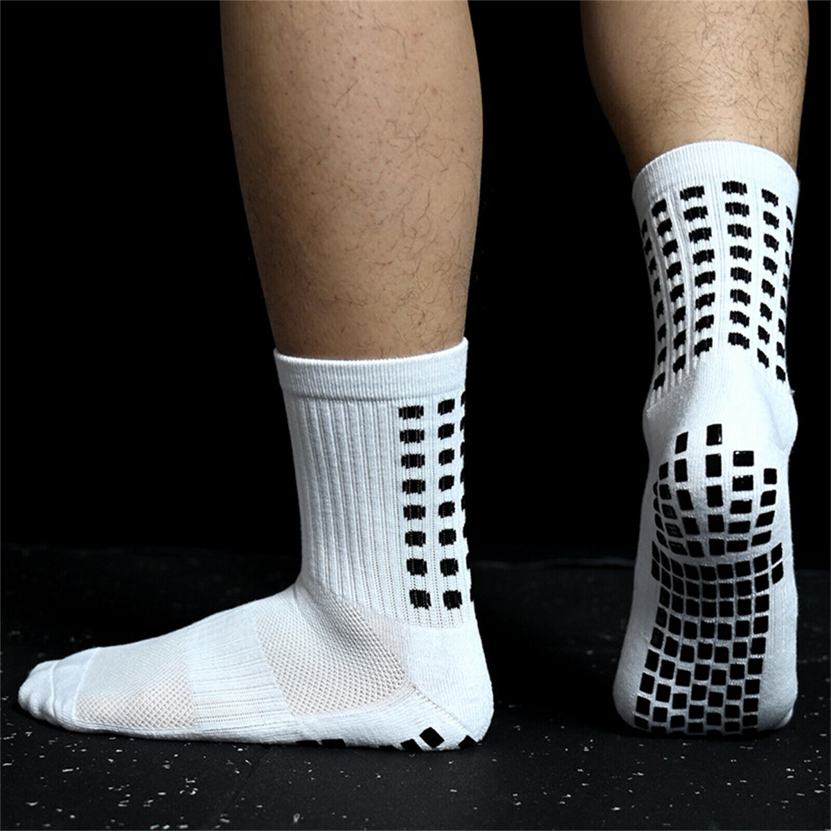 Anti-Slip Skid Hospital Soccer Basketball Football White Sports Socks Grip Dots
