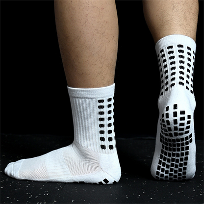 Anti-Slip Skid Hospital Soccer Basketball Football White Sports Socks Grip Dots