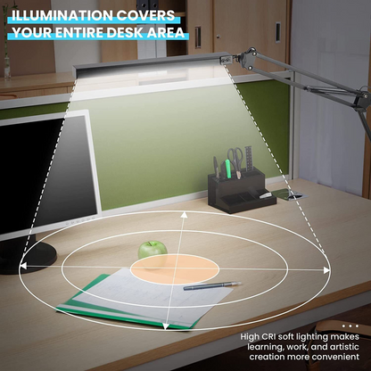 Adjustable Table Light Dimmable LED Desk Lamp With Clamp Bedside Study Reading