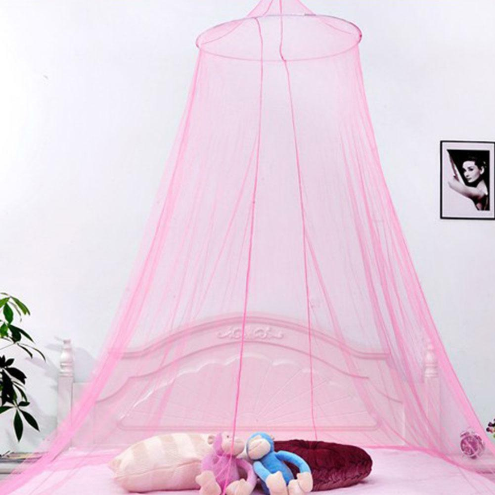 Pink Bed Curtain Dome Stopping Mosquito Net Double Single Queen Canopy