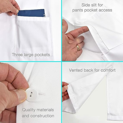 Doctors Laboratory Medical White Lab Coats Men Women Hygiene Food Industry