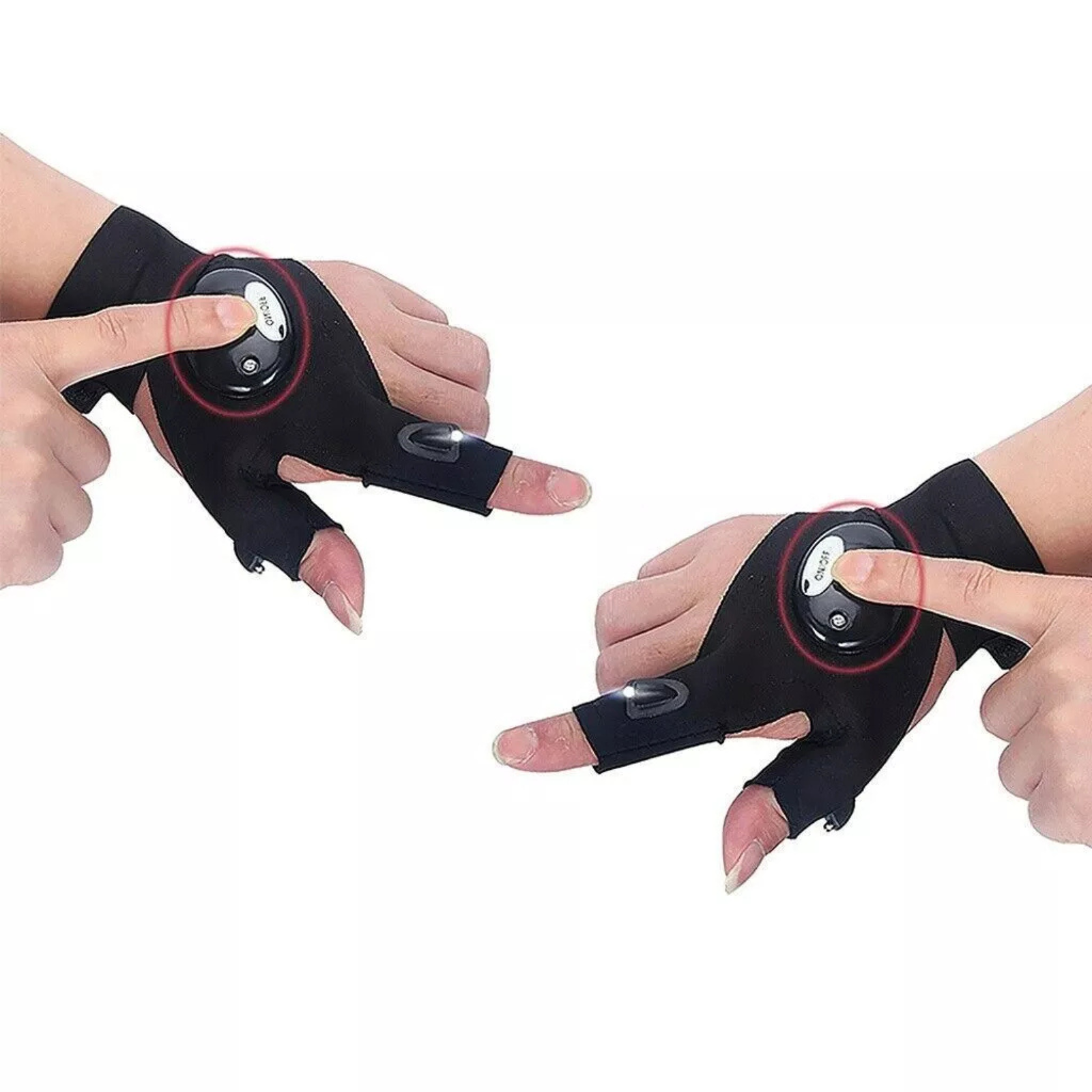 LED Flashlight Tools Left + Right Fishing Gloves 1 Pair Outdoor Waterproof