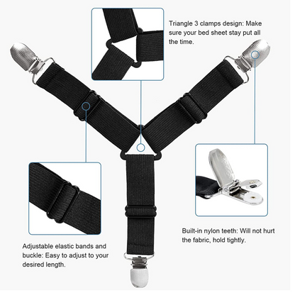 Suspender Straps Mattress Holder 4PCS Triangle Bed Sheet Grippers Clips