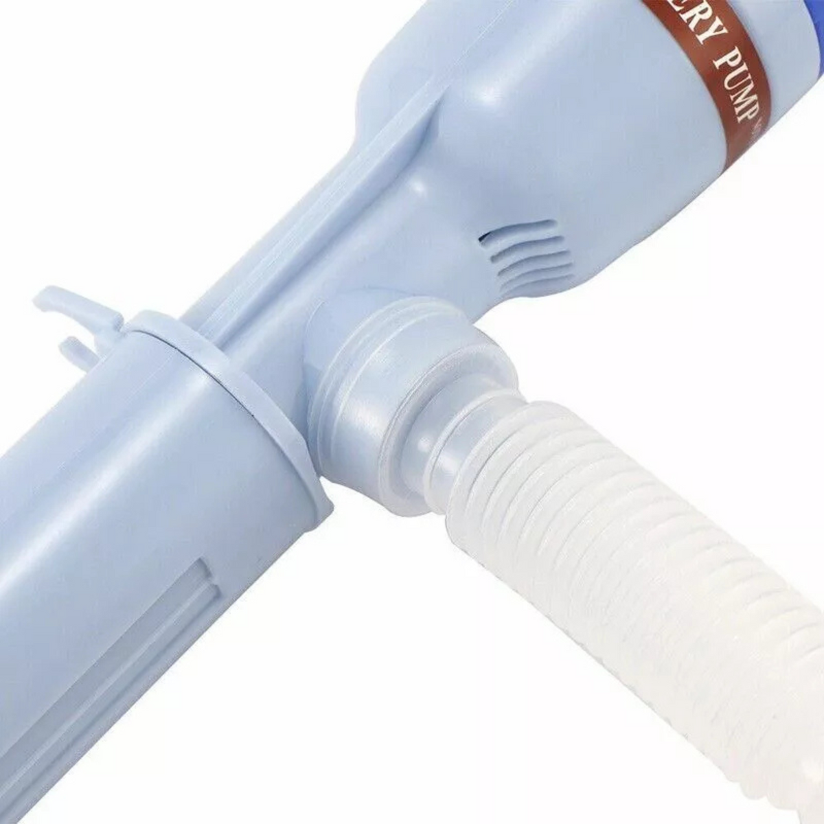 Water Oil Diesel Fuel Transfer Blue Syphon Pump Pipe Battery Operated 64cm