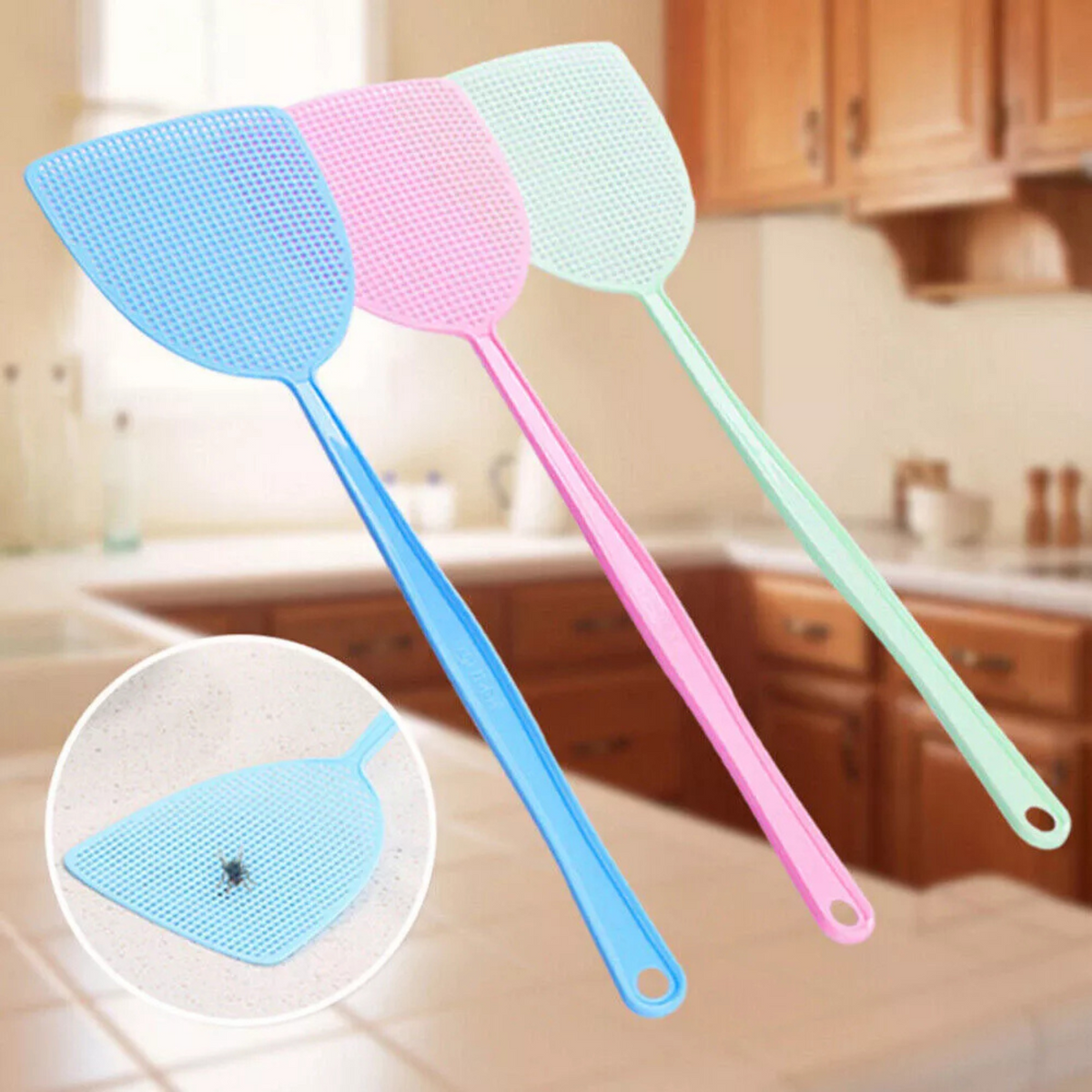 Manual Swat Pest Flyswatter Home Office 6Pcs Fly swatter Plastic