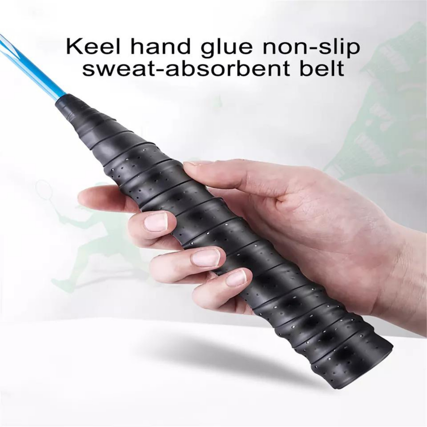 Black 2x Sweatband Handle Tape Racquet Over Grip Anti-Slip Badminton Grips