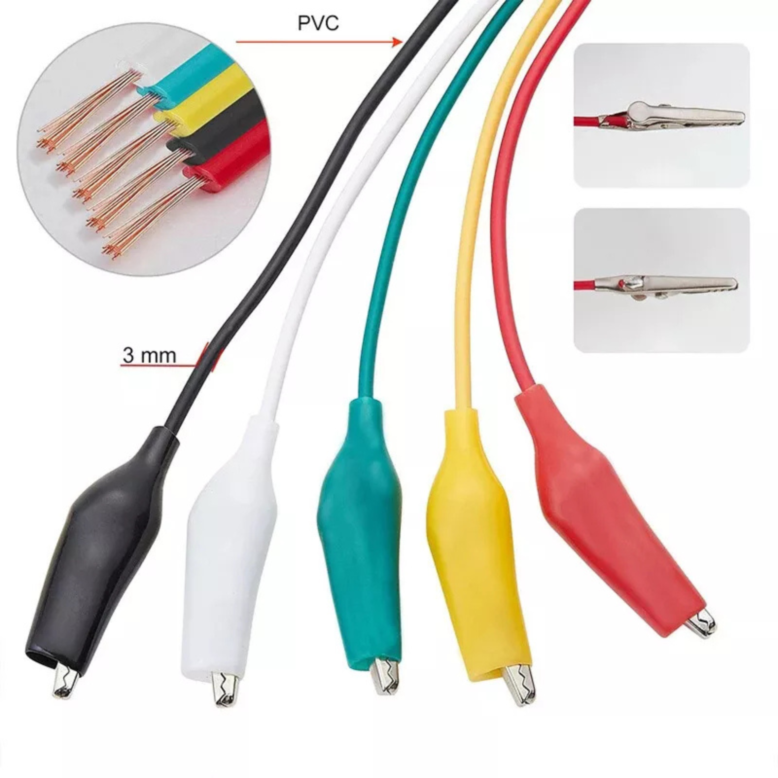 10PCS Crocodile Cable Wire Electrical Alligator Clips Test lead Jumper Wire