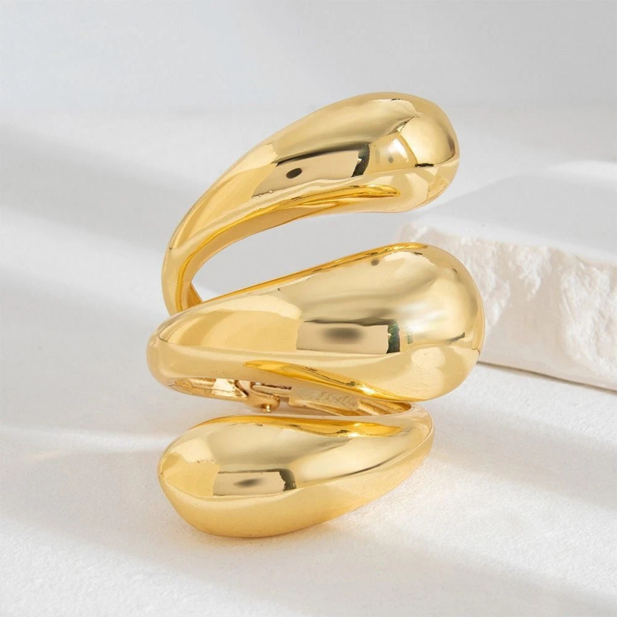 Gold Jewelry for Women Geometric Fashion Wide Metal Cuff Bracelet 01
