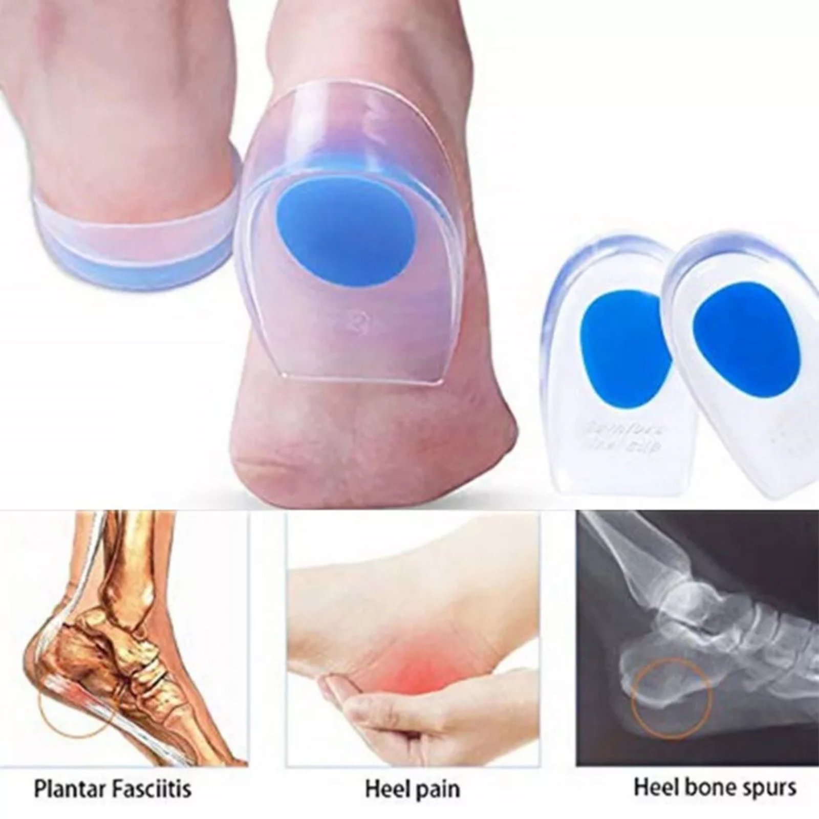 1 Pair Large Insoles Pad Shoe Cushion Cushion Gel Heel Pain Relief Support