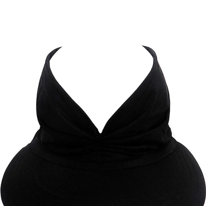 Summer Women Sport Pony Tail Visor Hat Swimming Cap Wide Brim Sun Shade Black