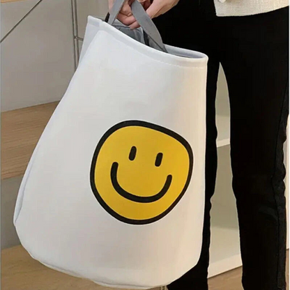 Large Foldable Laundry Basket Storage Bin Smiley Face Fun Design