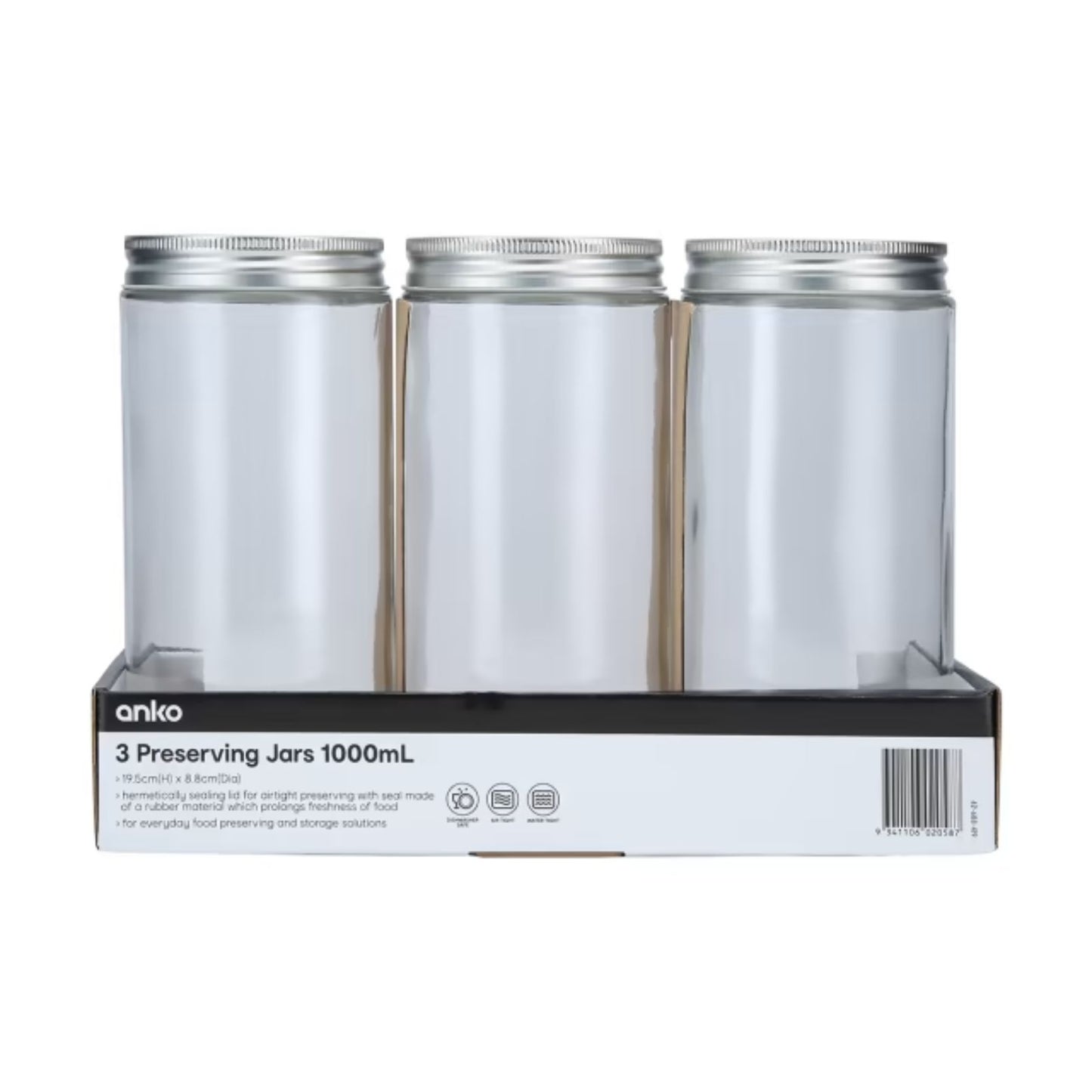 1000ml Mason Jar 3pcs Empty Jar Preserve Bottles Storage Spice Canning Jars