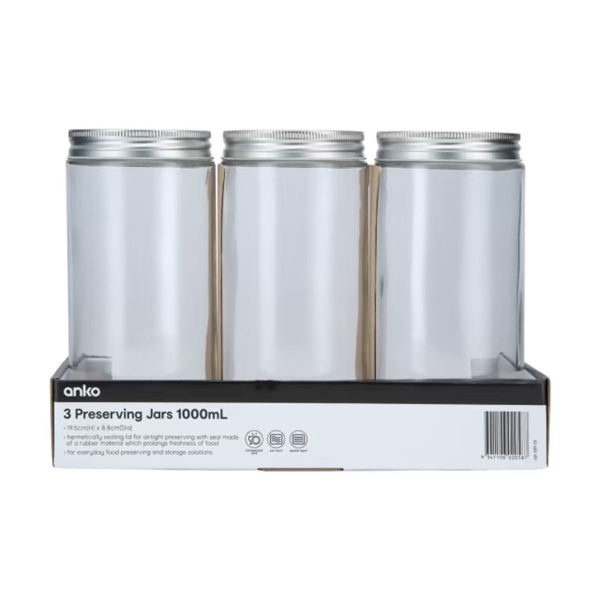 1000ml Mason Jar 3pcs Empty Jar Preserve Bottles Storage Spice Canning Jars