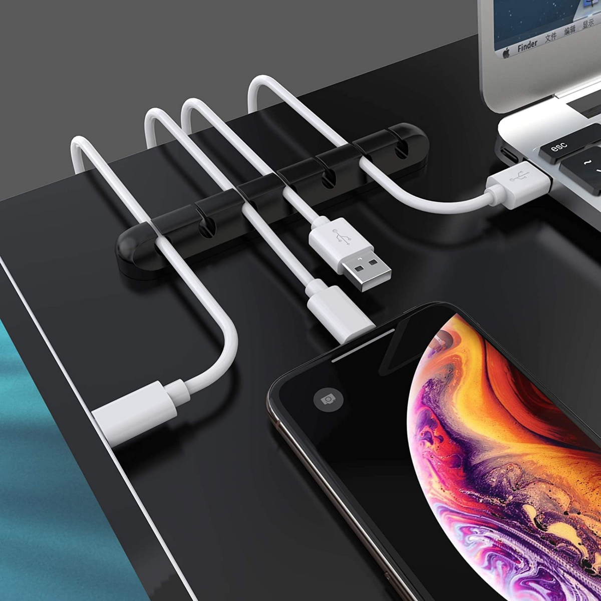 3x Cable Clips Organizer Cord Management USB Charge Cable Holder Desk Cable