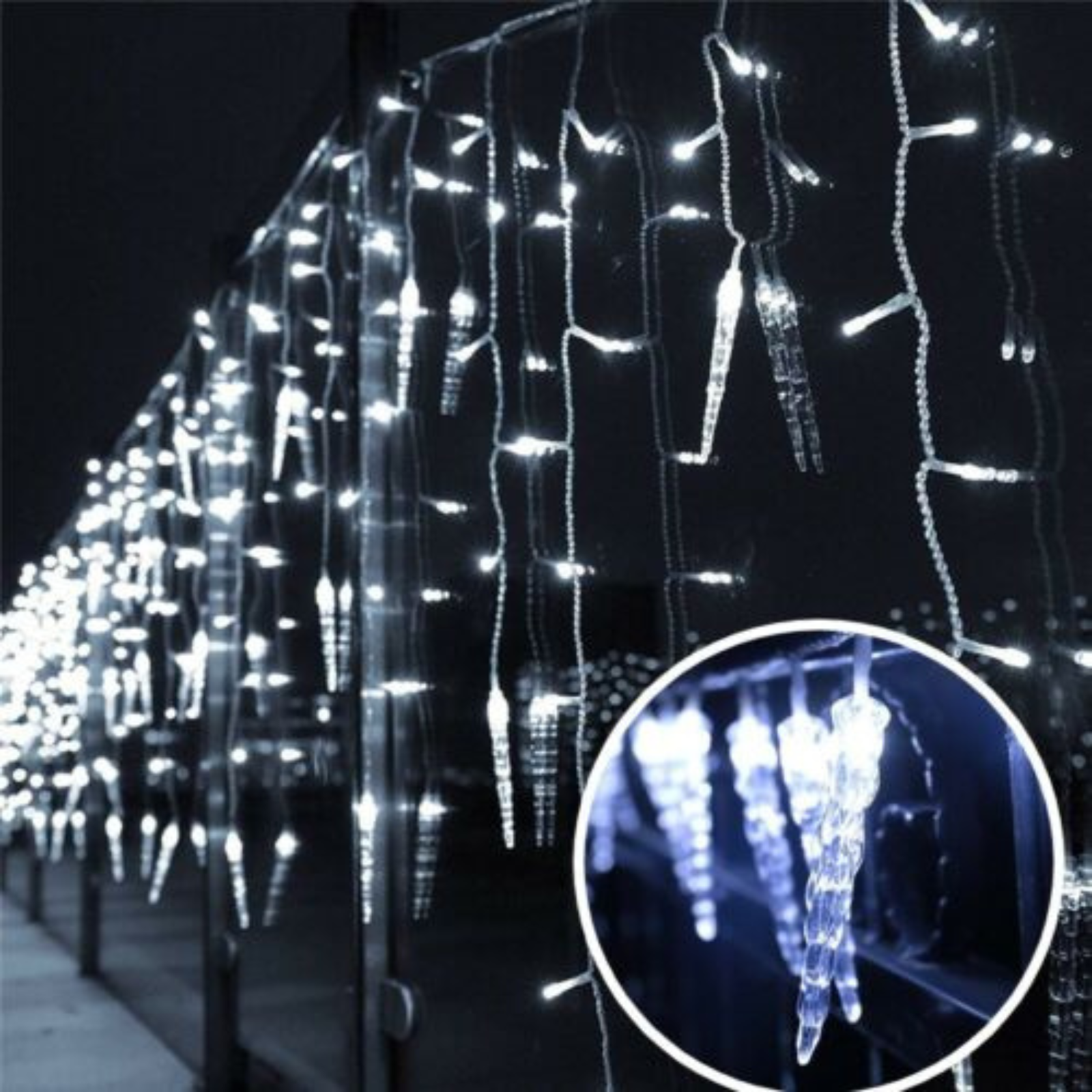 Icicle Falling Rain Curtain Fairy String Lights Christmas LED Outdoor