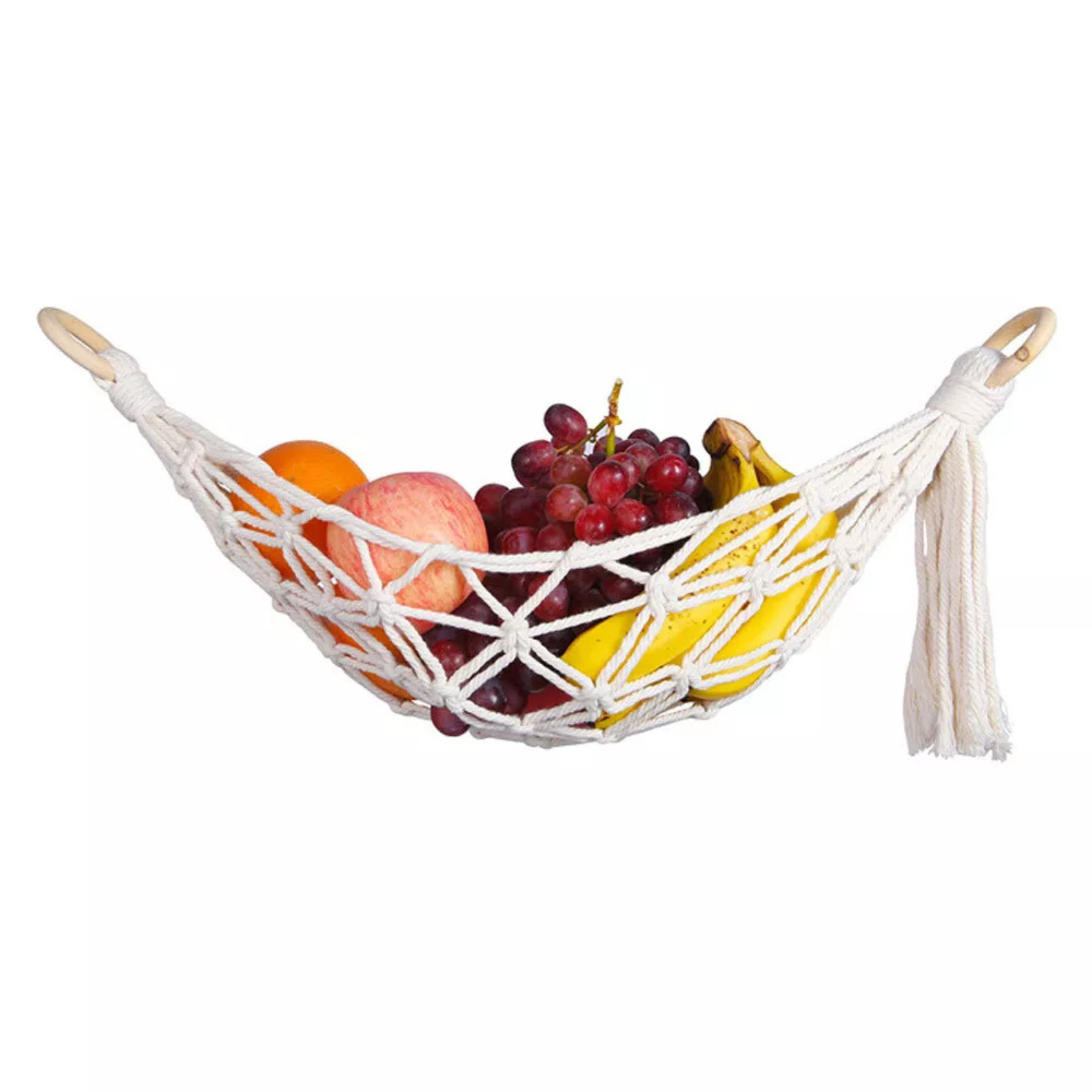 #2 + 4*Hooks Hammock Basket Woven Fruit Holder Net Space Saving Fruit Vegetable