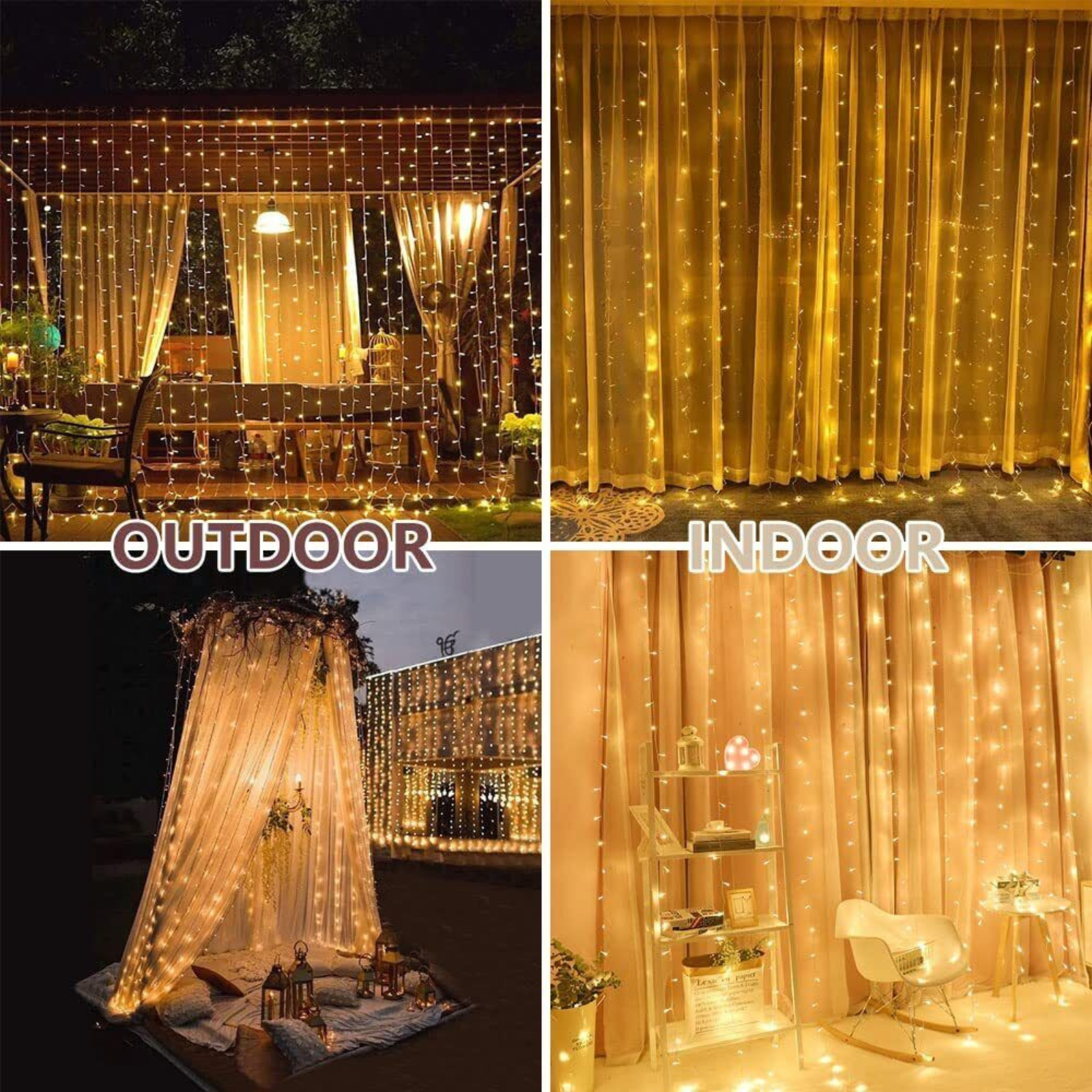 Indoor Outdoor Christmas Garden Party Led Curtain Fairy Lights Wedding
