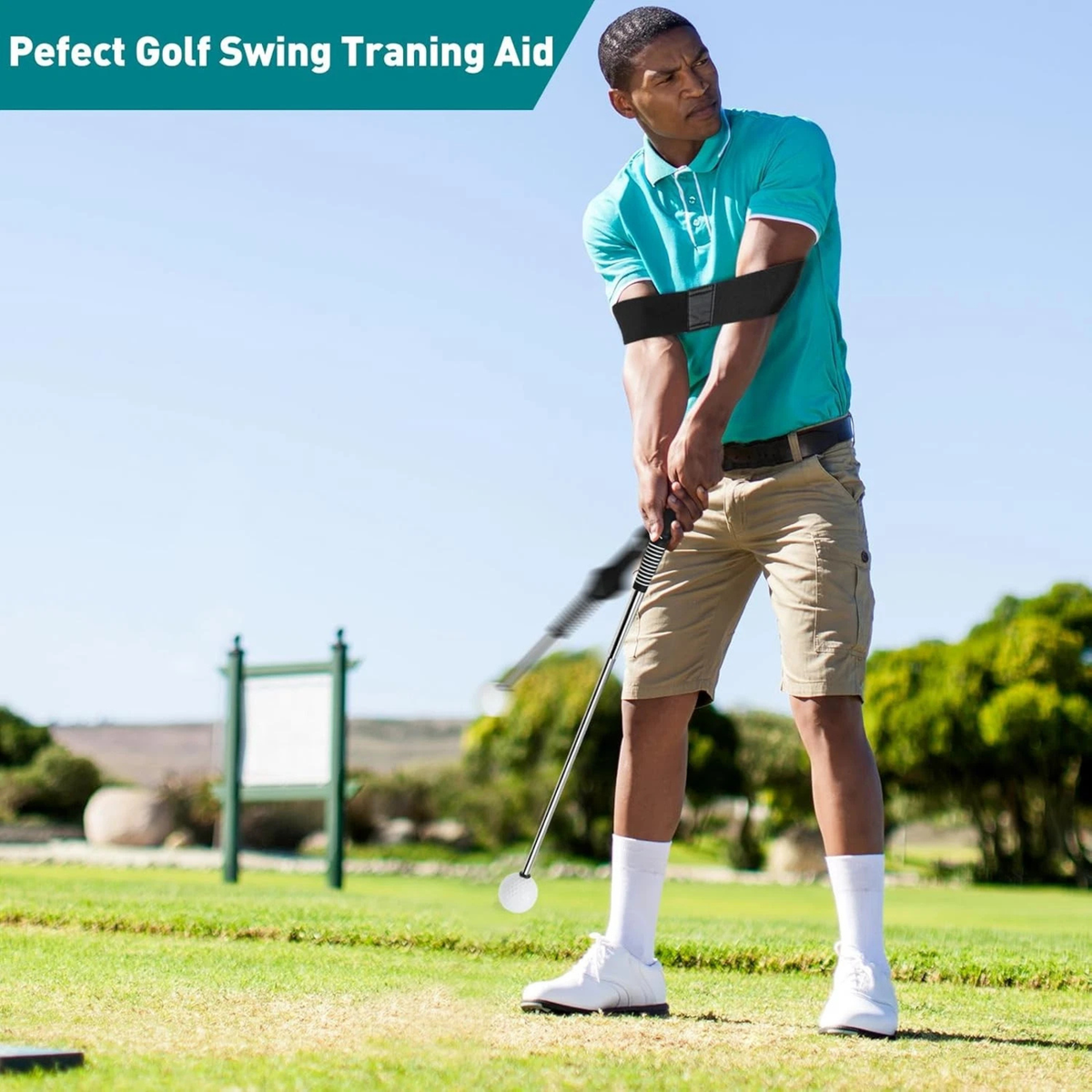 Retractable Golf Training Aid Swing Grip Golf Practice Tool Black