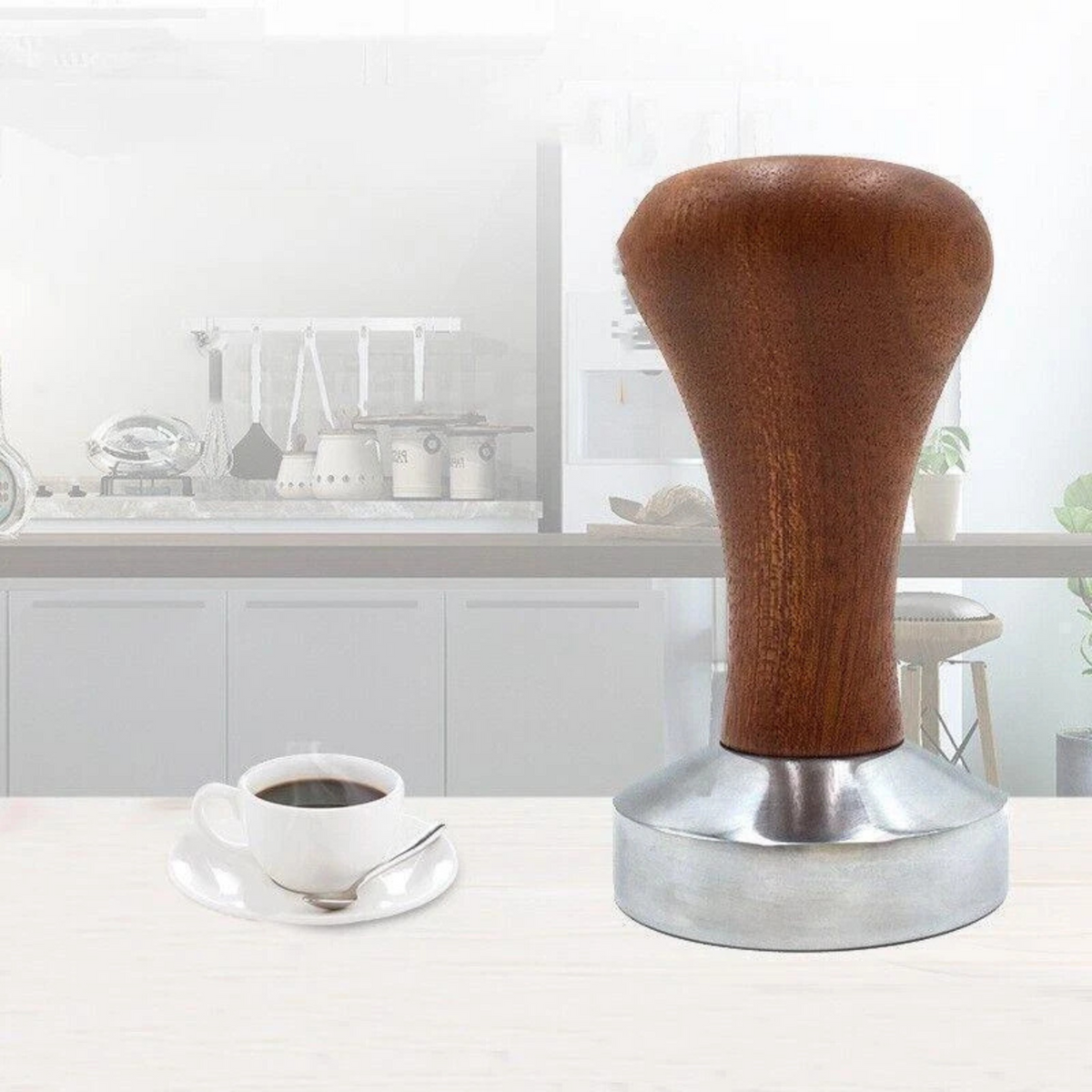 Wooden Handle Barista Espresso Grinder 51mm Stainless Coffee Tamper