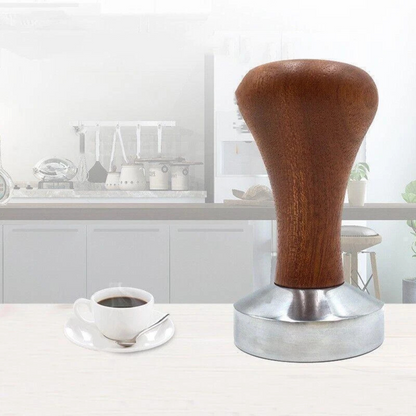 Wooden Handle Barista Espresso Grinder 51mm Stainless Coffee Tamper
