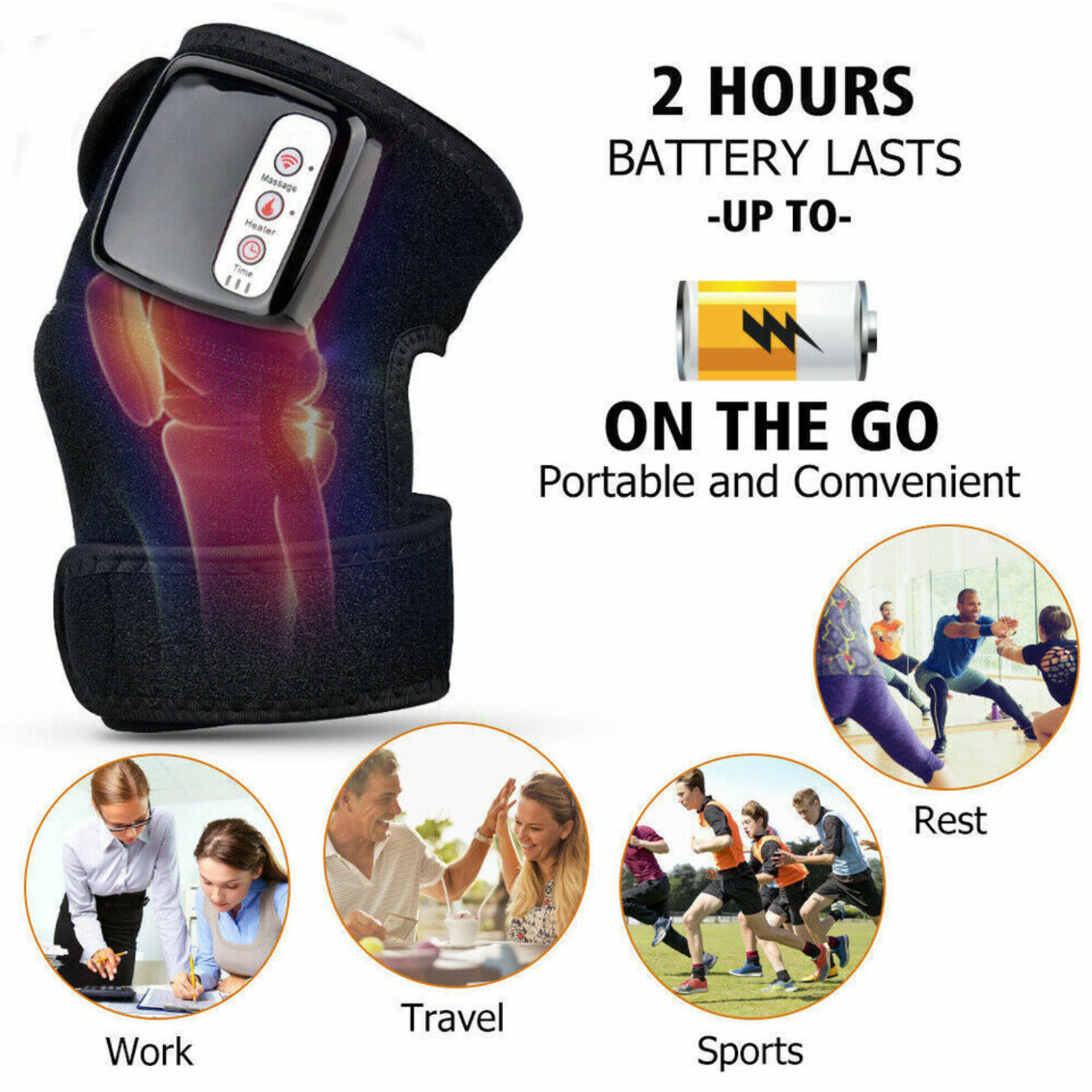 Pain Relief Joint Heating Pad Wrap Vibration Electric Heated Knee Massager