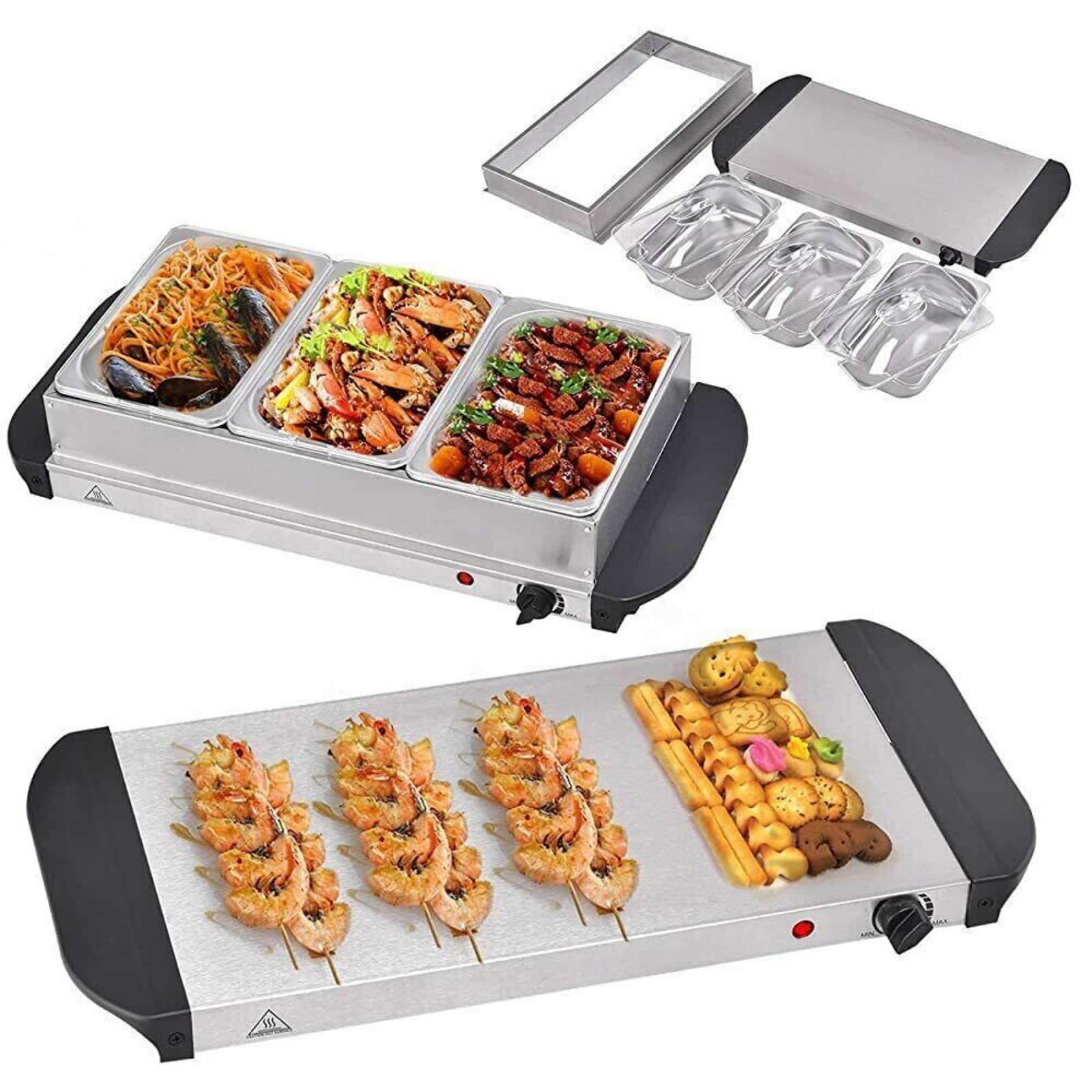 3 Tray 1.5L Bain Marie Stainless Steel New Food Warmer Buffet Electric Server