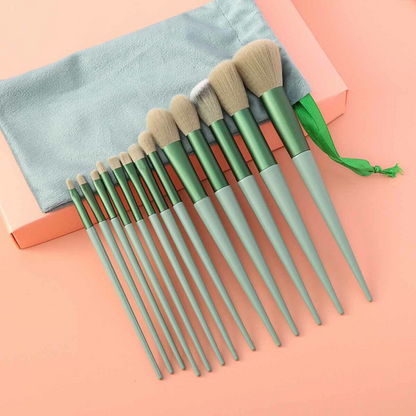 Green Cosmetic Make-up Brushes 13pcs Professional Makeup Brush Set Foundation