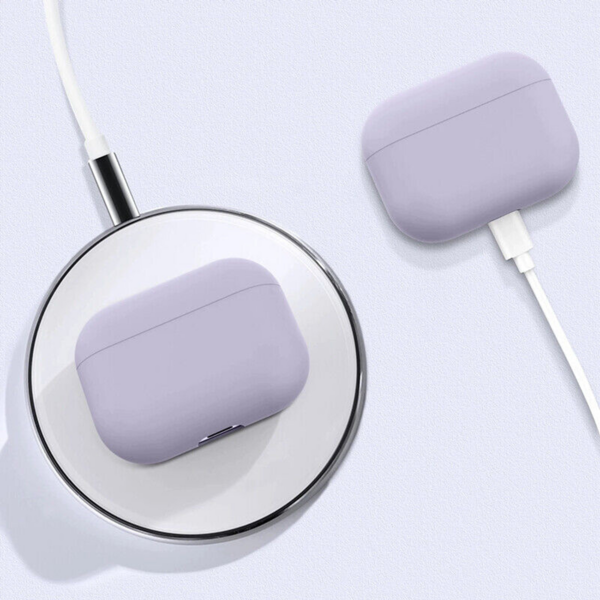 Light Purple Airpods Silicone Case Pro Shockproof Slim Soft Protective Cover