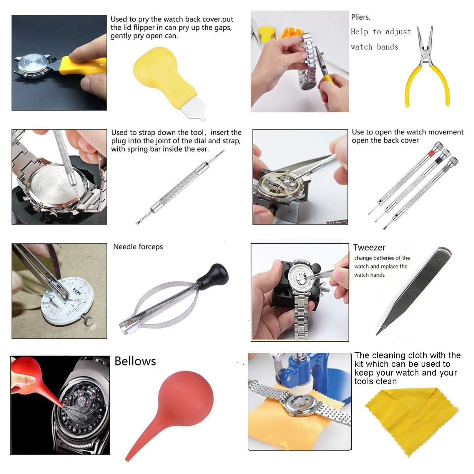 Remover Spring Pin Bars & Back Case Opener Kit For Watch Repair Tool Kit