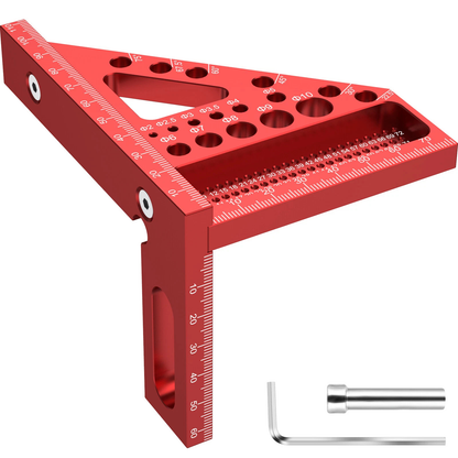 3D Metric Woodworking Ruler Multi Angle Measuring Layout Carpenter Tool Red