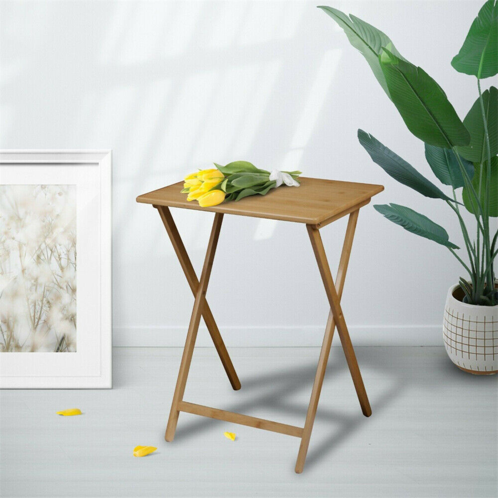 Folding Table TV Tray Furniture Foldable Bamboo Desk Workstation Home Dining