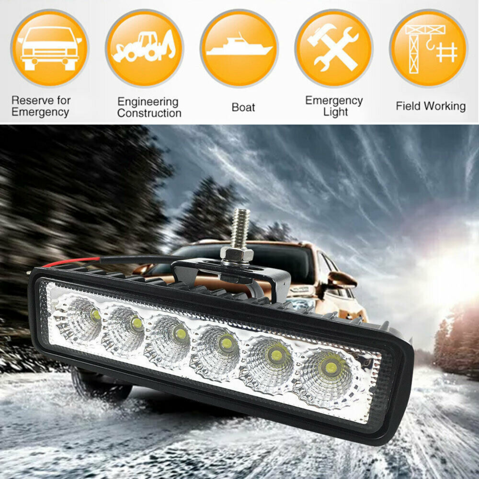 CREE Spot Flood LED Light Bar 2X 6 Inch Work Lights Reverse 4WD 12V 24V Spread