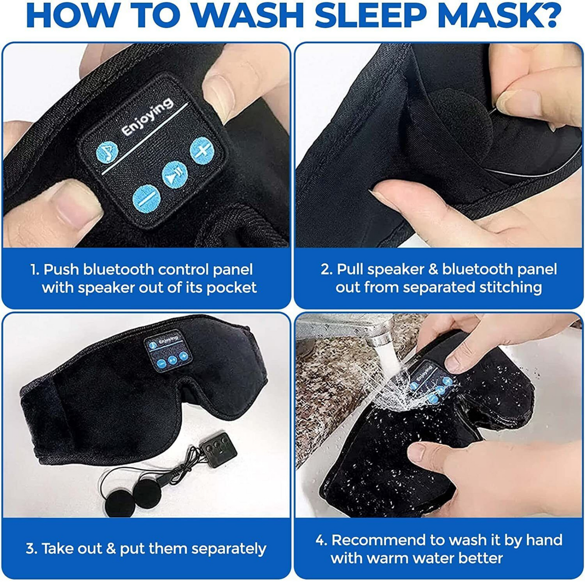Eye Mask Headphones Earphone Sleep Music Mask 5.0 Wireless Bluetooth Stereo