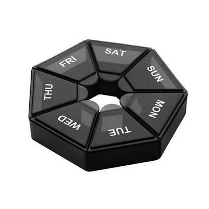 2PCS Dispenser Black Organizer 7Day Pill Box Medicine Storage Tablet Container